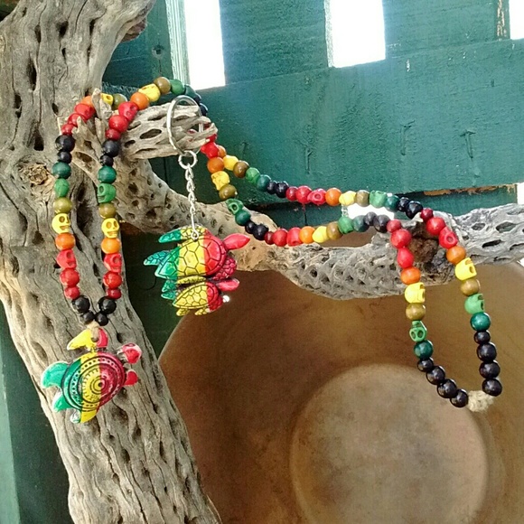 Sea turtle necklace & keychain set Rhastafarian - Picture 2 of 4